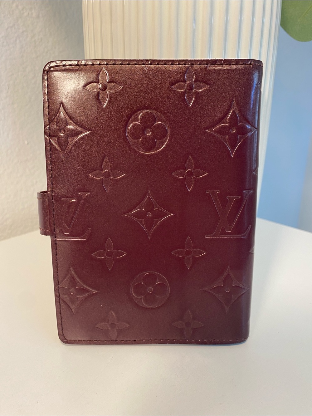 Vintage Louis Vuitton Matte Vernis Agenda PM In Burgundy COA - Picture 5 of 12